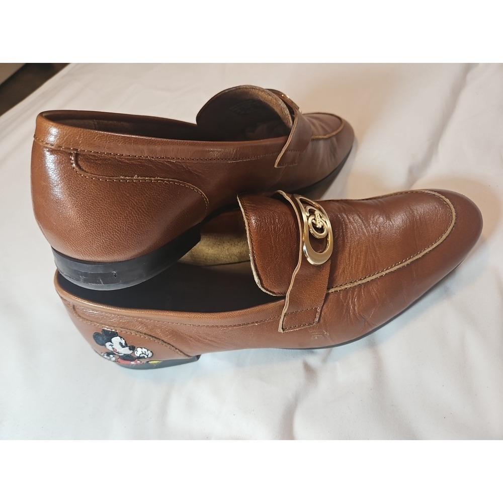 Disney X Aldo Mens Leather Loafer Cognac Brown Mickey D100loafer Men's size 10